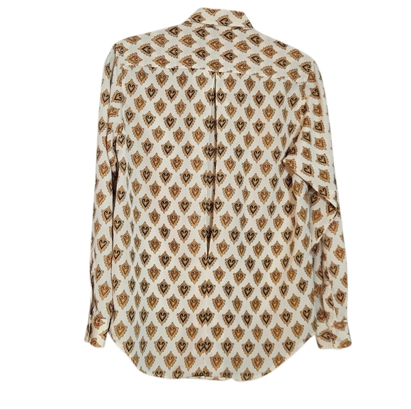 Vintage Liz Claiborne Paisley Heart Blouse 90s Button Down Shirt Women's size 6 - Picture 2 of 6